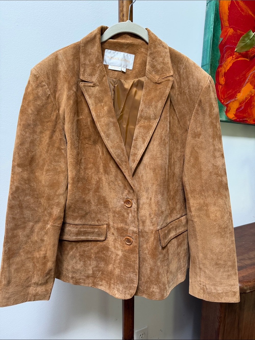 Vintage Women's Suede Blazer Jacket in Light Brown
